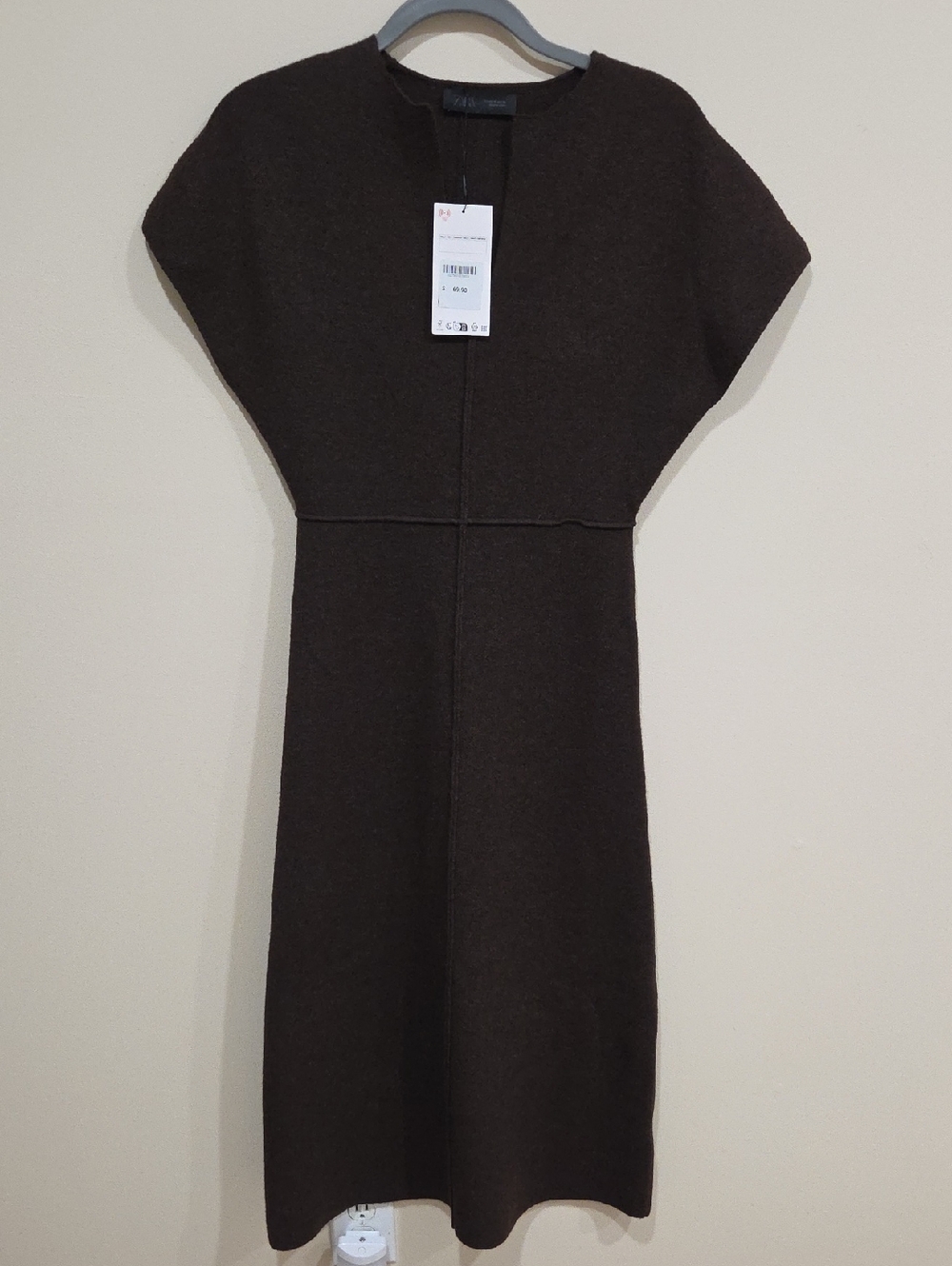 Zara Dark Brown Midi Knit Dress